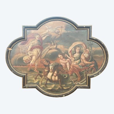 17th century Spanish school depicting Neptune and Artemis on their respective chariots
