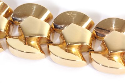 Bracciale Tank in oro 18k, bracciale retrò, maglia geometrica, bracciale Tank retrò, gioielli antichi di Parigi