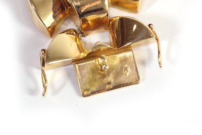 Bracciale Tank in oro 18k, bracciale retrò, maglia geometrica, bracciale Tank retrò, gioielli antichi di Parigi