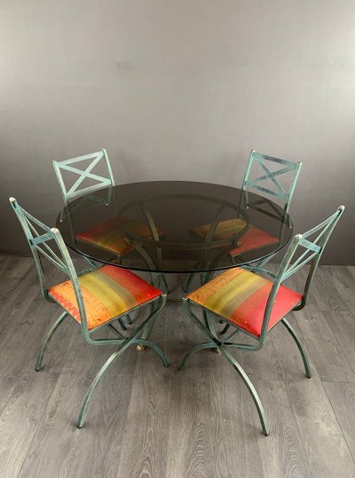 Ensemble De Table Et Chaises Collection “villa D’este” Par Pierre Vandel, Années 1970