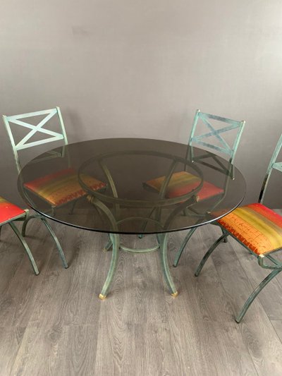 Ensemble De Table Et Chaises Collection “villa D’este” Par Pierre Vandel, Années 1970