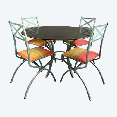 Ensemble De Table Et Chaises Collection “villa D’este” Par Pierre Vandel, Années 1970