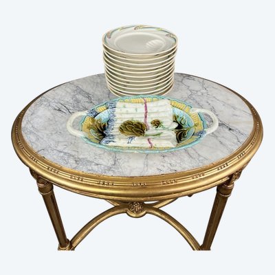 Dish and 12 plates from Sarreguemines, 19th century