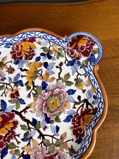 Gien Soup Tureen and Platter, Peony Decor, 20th Century