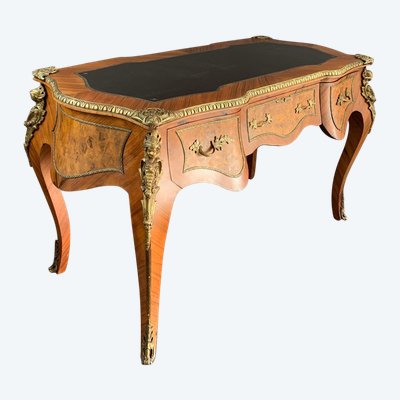 Bureau En Marqueterie Et Bronze Doré Style Louis XV XIXe Siècle