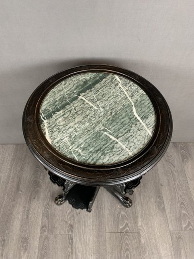Table Ronde Avec Incrustations En Marbre Vert Début XXe Siècle