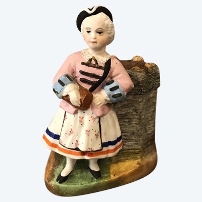 Pot à tabac en porcelaine de biscuit d'époque 19 ème 