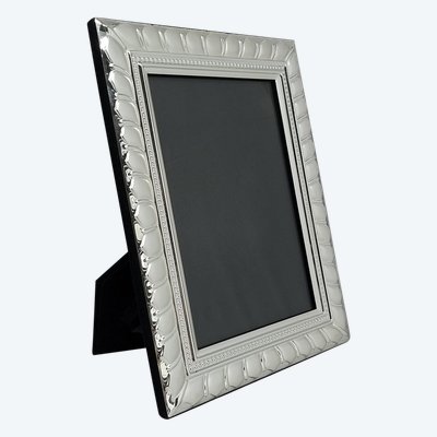 Superbe cadre photo des années 1970 en plaqué argent et verre. Fabriqué en Italie.