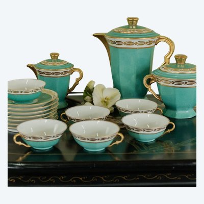 Limoges Yolande Manin Coffee Tea Service 6 Servers XXth Century