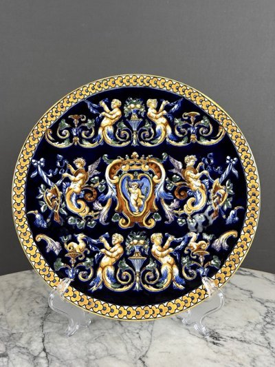 Set Of Three 20th Century Renaissance Style Gien Earthenware Plates