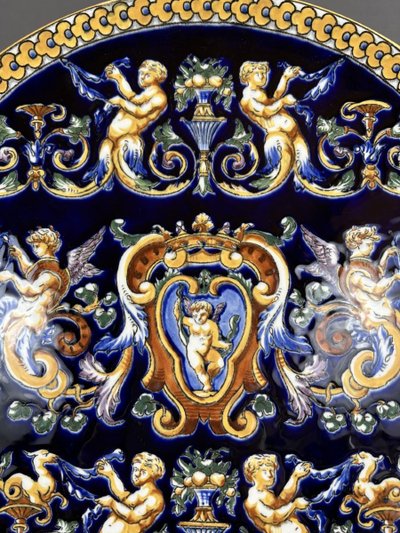 Set Of Three 20th Century Renaissance Style Gien Earthenware Plates