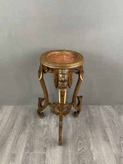 Carved Side Table With Elephant Heads Early 20th Century