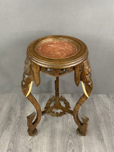Carved Side Table With Elephant Heads Early 20th Century