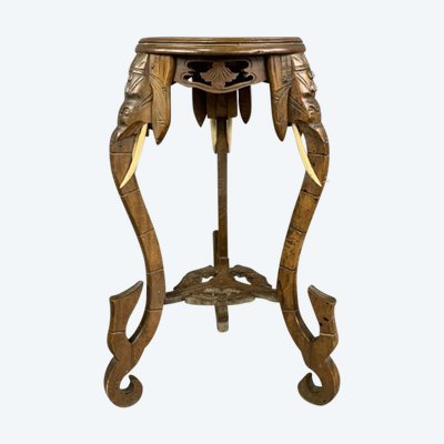 Carved Side Table With Elephant Heads Early 20th Century