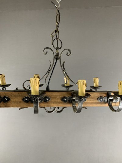 Rustic Wood And Metal Hanging Lamp