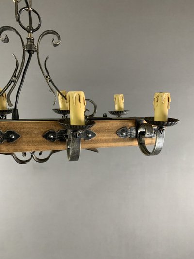 Rustic Wood And Metal Hanging Lamp