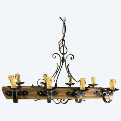 Rustic Wood And Metal Hanging Lamp