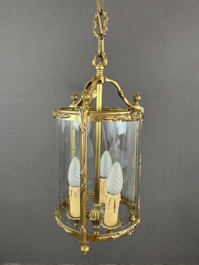 Bronze And Glass Louis XVI Style Lantern 20th Century