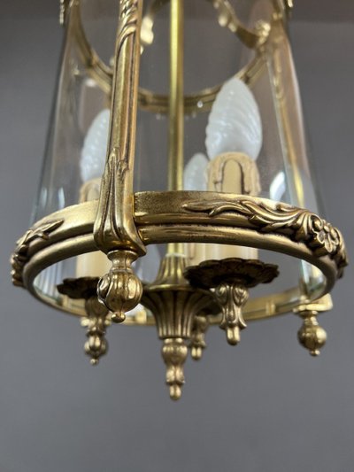 Bronze And Glass Louis XVI Style Lantern 20th Century