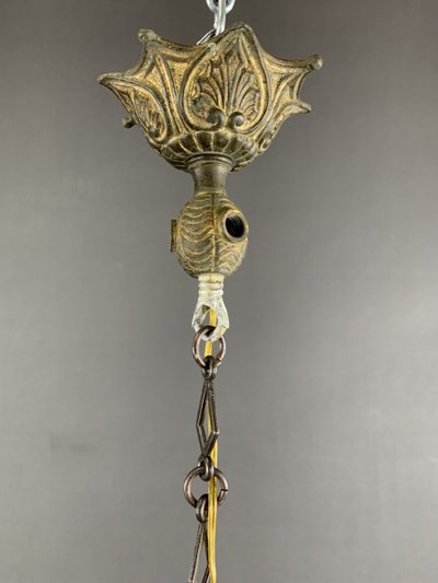19th Century Murano Glass and Metal Lantern Pendant