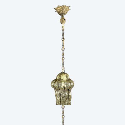 19th Century Murano Glass and Metal Lantern Pendant