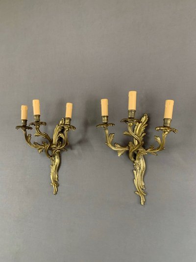 Paire D’appliques Murales En Bronze XIXe Siècle
