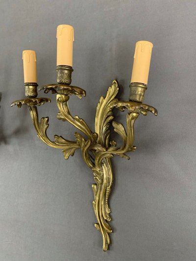 Paire D’appliques Murales En Bronze XIXe Siècle