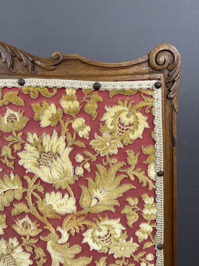 Wooden Mantel Screen With Tapestry 19th Century
