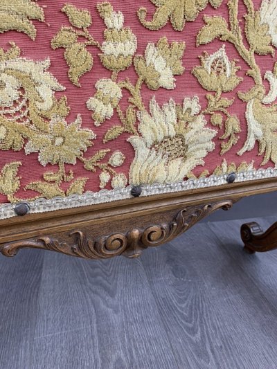 Wooden Mantel Screen With Tapestry 19th Century