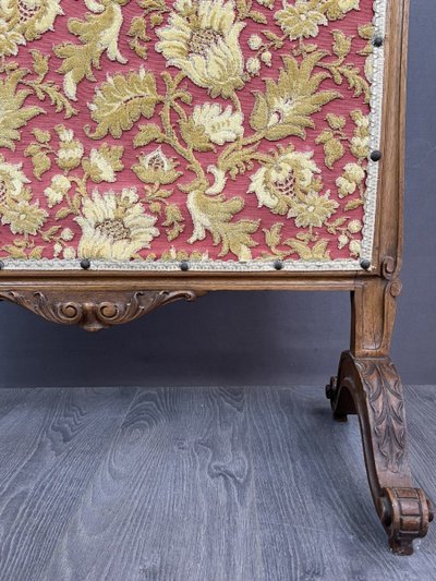 Wooden Mantel Screen With Tapestry 19th Century