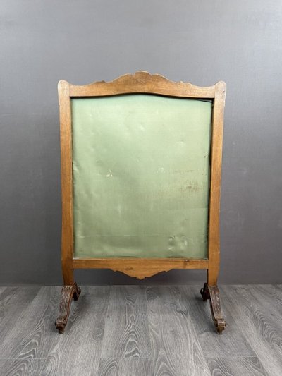 Wooden Mantel Screen With Tapestry 19th Century
