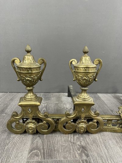 Exceptional Bronze Chenets Louis XVI Style XIXth Century