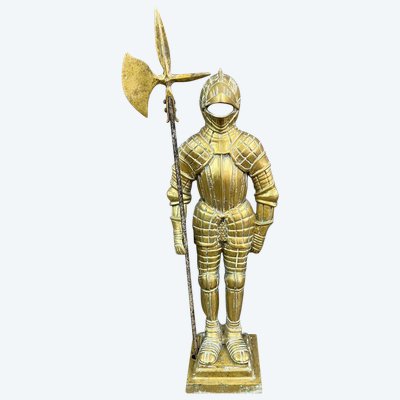 Statue En Bronze D’un Guerrier En Armure XXe Siècle