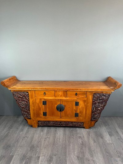 Buffet Console Japonaise Ancienne En Pin XXe Siècle