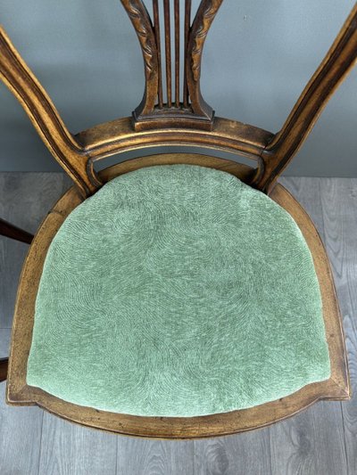 8 Chaises Vintage En Bois Avec Assise En Velours Vert XXe Siècle