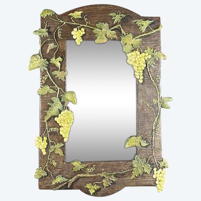Miroir En Bois Sculpté Avec Décor De Vigne XXe Siècle