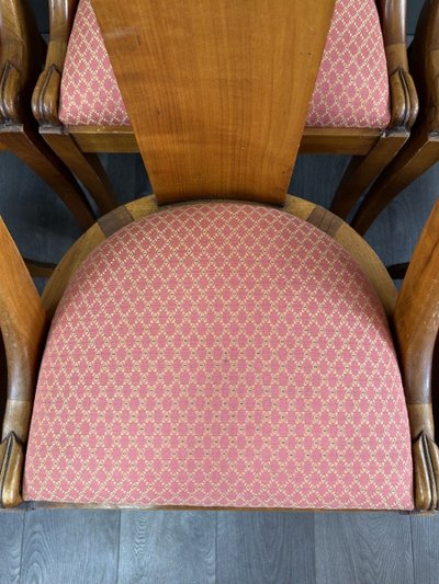6 Chaises Gondole Style Empire En Bois XXe Siècle