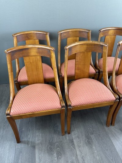 6 Chaises Gondole Style Empire En Bois XXe Siècle