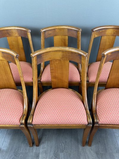 6 Chaises Gondole Style Empire En Bois XXe Siècle
