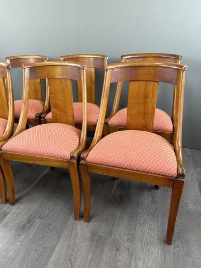 6 Chaises Gondole Style Empire En Bois XXe Siècle