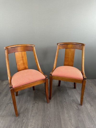 6 Chaises Gondole Style Empire En Bois XXe Siècle