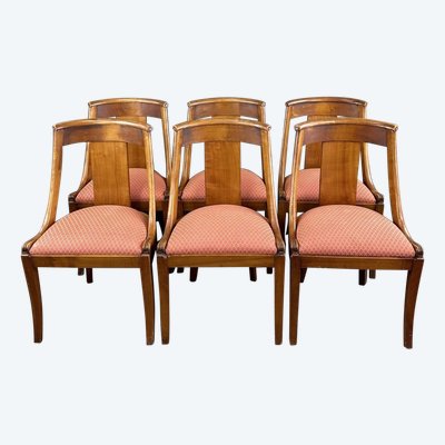 6 Chaises Gondole Style Empire En Bois XXe Siècle