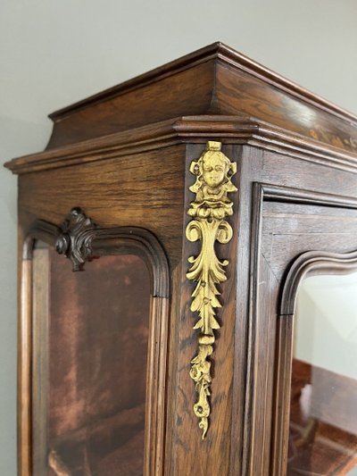 Vitrine Ancienne En Marqueterie Et Bronze, XIXe Siècle