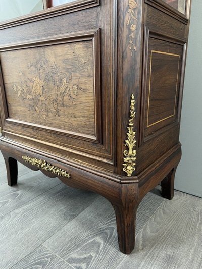 Vitrine Ancienne En Marqueterie Et Bronze, XIXe Siècle