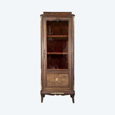 Vitrine Ancienne En Marqueterie Et Bronze, XIXe Siècle