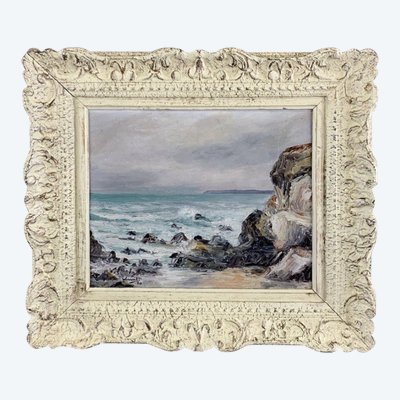 Tableau De Paysage Marin, Signed And Dated, 20th Century