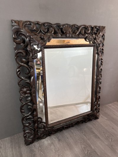 Grande specchio in legno intagliato, stile barocco, XIX secolo