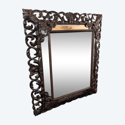 Grande specchio in legno intagliato, stile barocco, XIX secolo