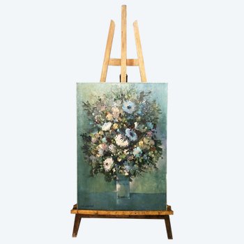 Oil On Canvas Entitled "The Blue Bouquet" And Signed Marcel Depré (1919 - 1990)