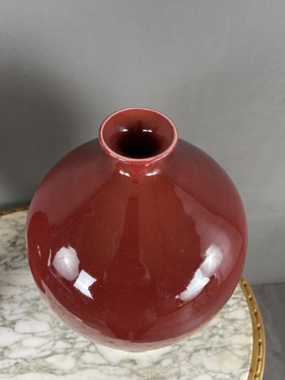 Pair Of Red Ceramic Vases, 20th Century